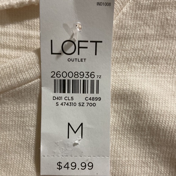 Loft cream Medium blouse 100%cotton Made in India. 3/4 sleeve lace at the cuffs - Picture 7 of 8